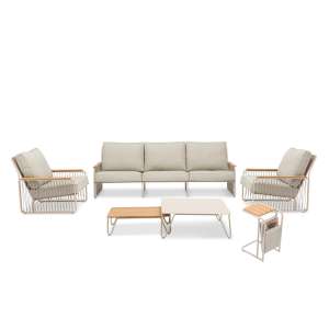 Riva Mocha 5-seater Sofa Set with Coffee and Side Table