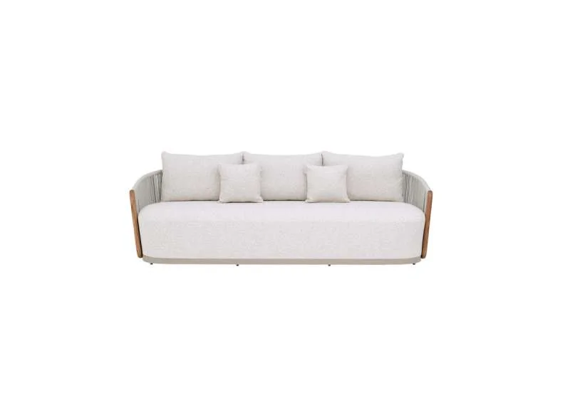 Buy Utah Teak Wood &Rope Sofa 3 Seater Light Grey online in Dubai UAE